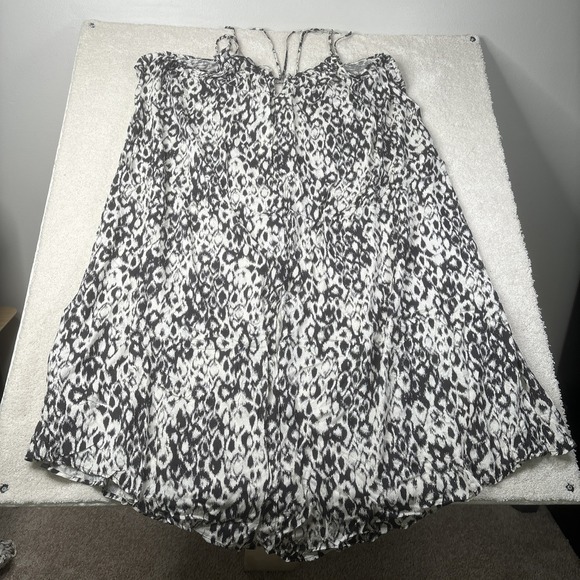 Anthropologie Strappy Midi Dress Women's XL Black White Animal Print Oversized - Picture 2 of 16